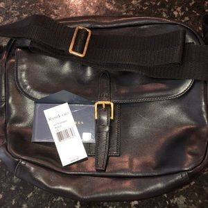Unisex Ralph Lauren Black Leather Messenger Bag